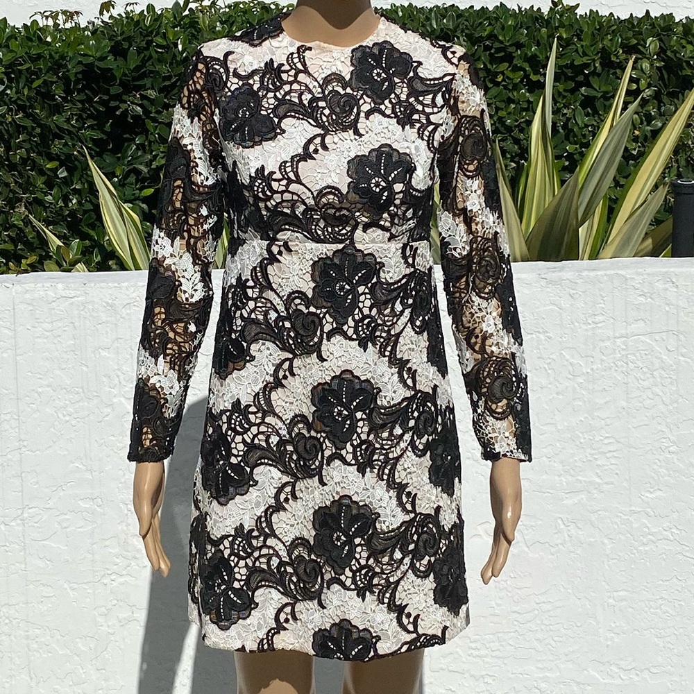 Topshop black and white lace dress